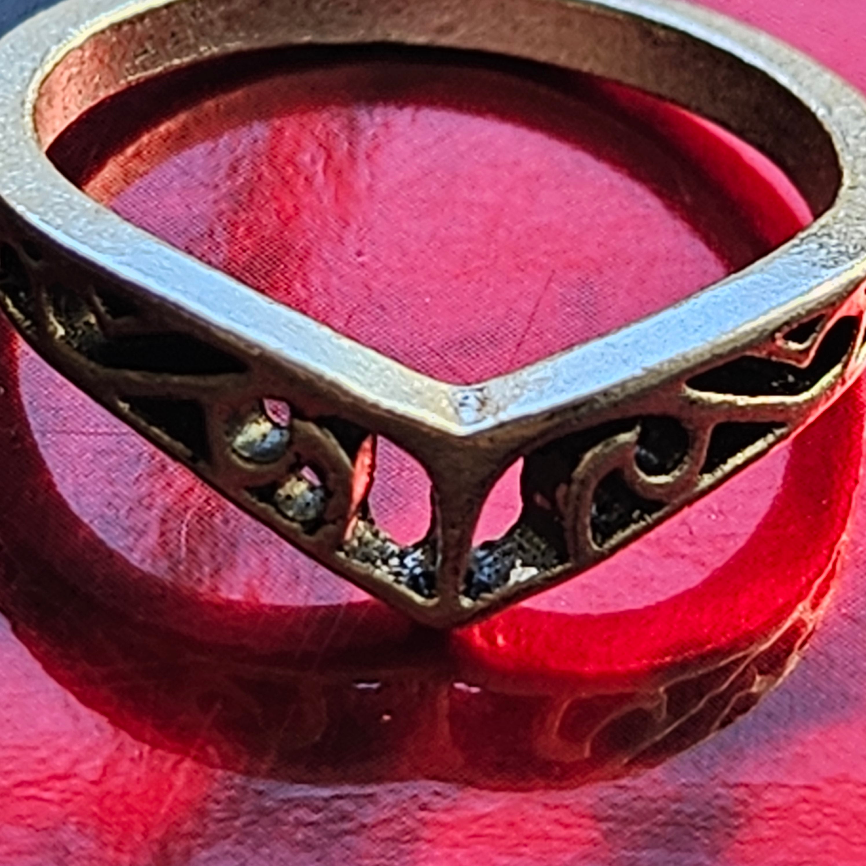 Shiny Alloy Plated Silver Tiara Ring Size 7