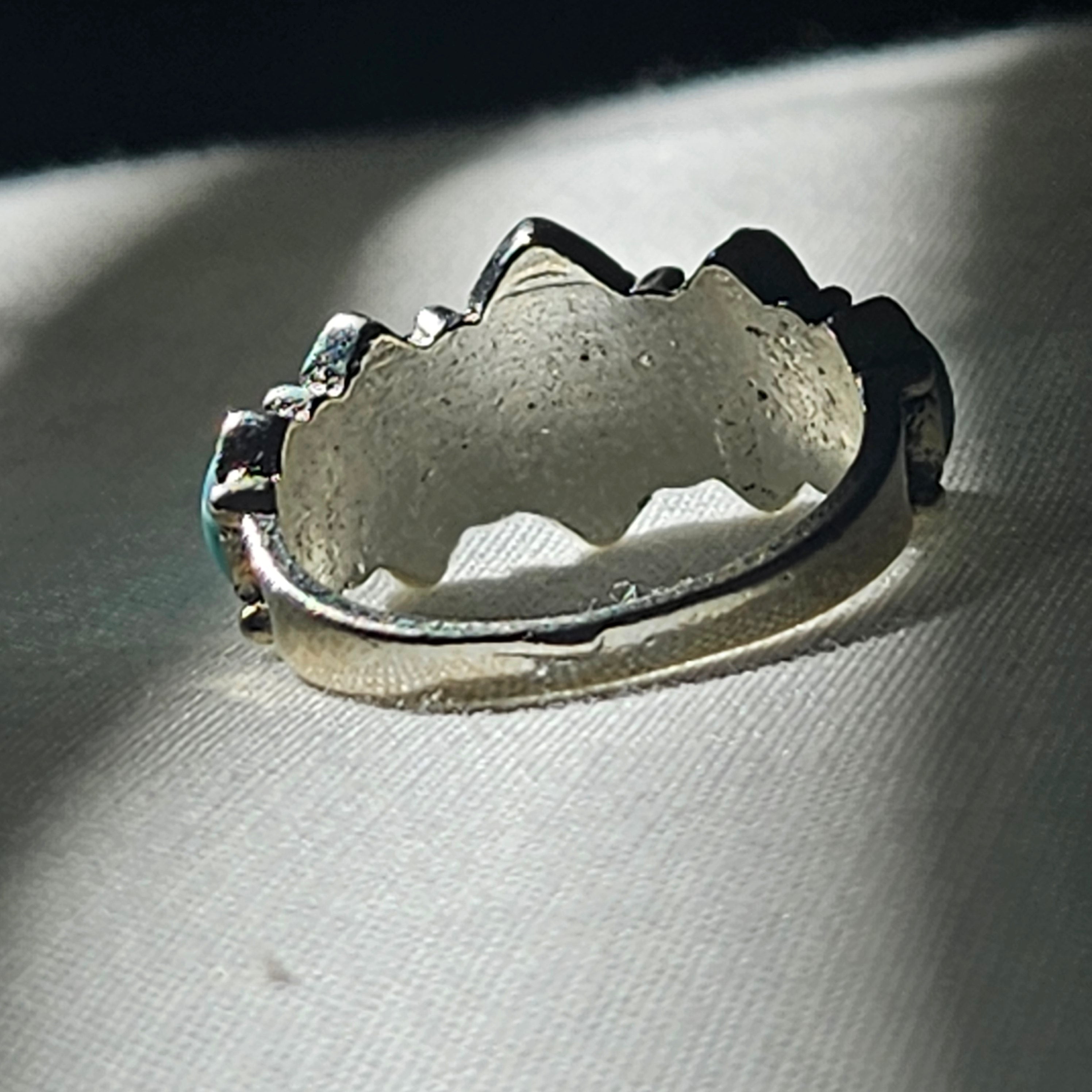 Alloy Sliver Plated and Faux Turquoise Ring Size 7.5