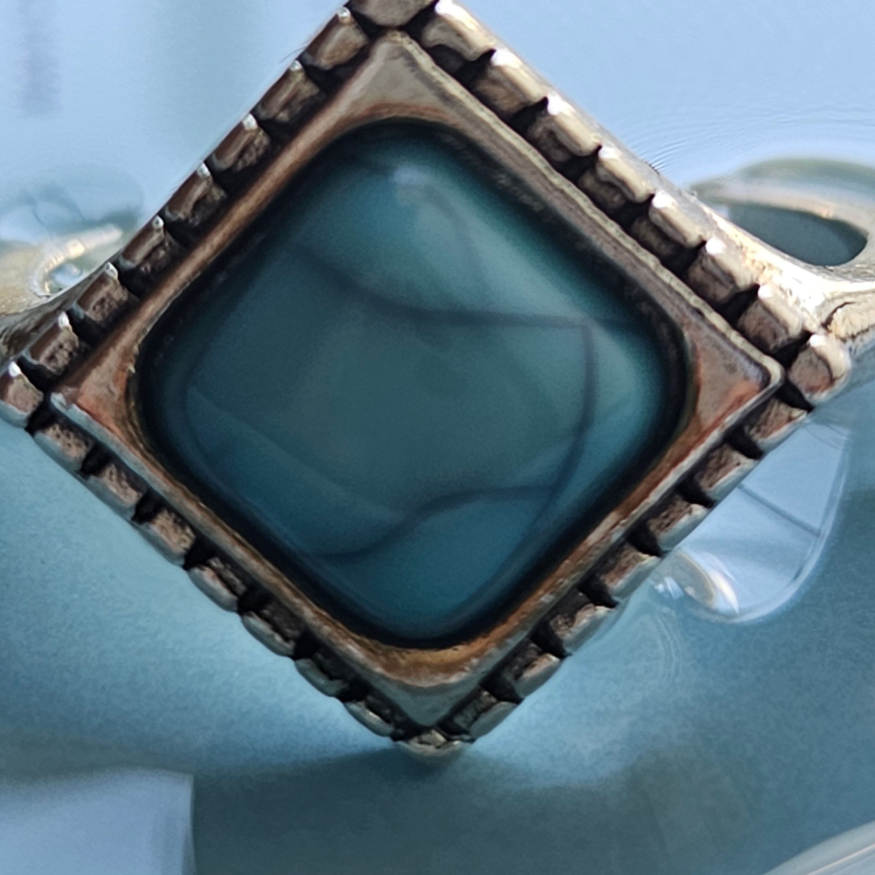Alloy Silver Plated Faux Turquoise Ring Size 7