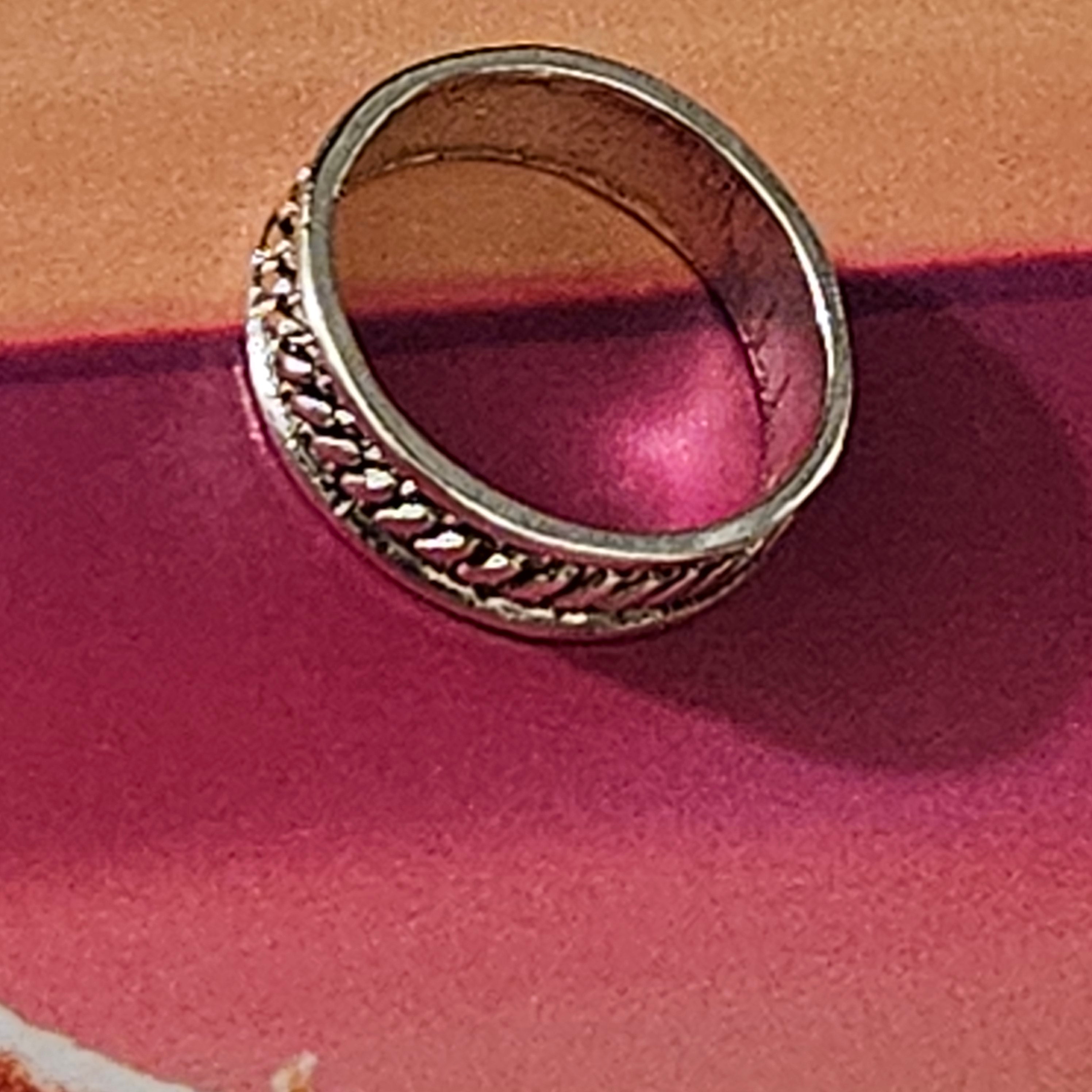 Braided Silver Alloy-Plated Band Ring Size 6