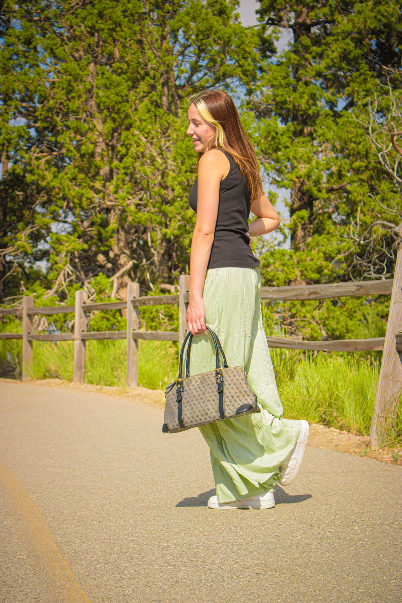 High Waisted Wide Leg Beach Pants Color:Artichoke