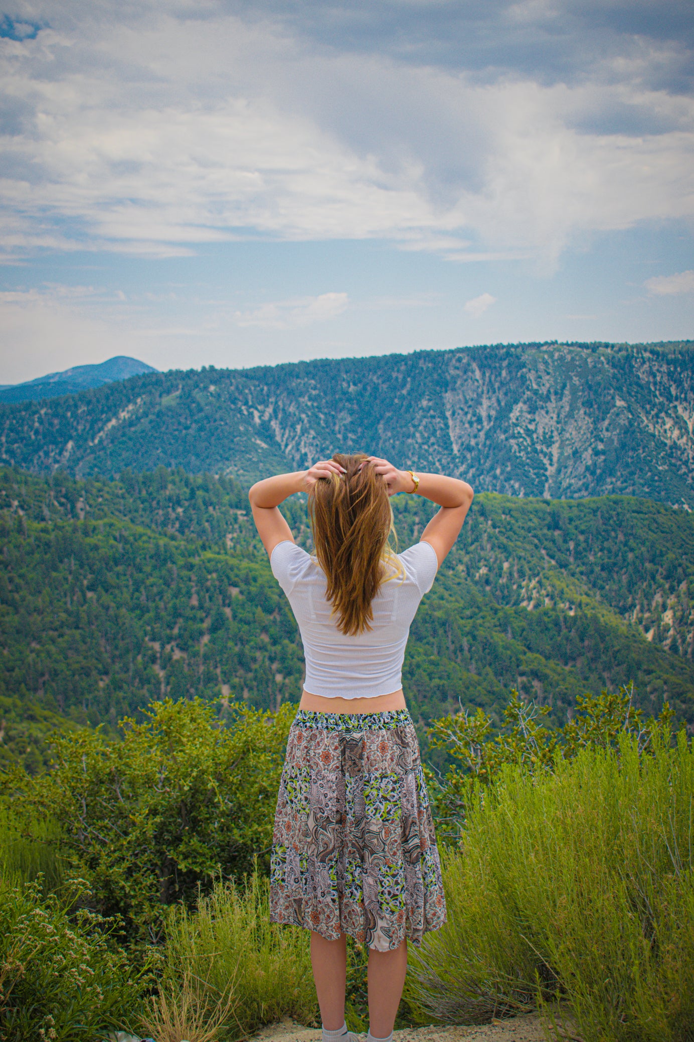 Green/Tan/Brown/White Layered Bo - ho Skirt One Size with Rope Tie with Mini Bells