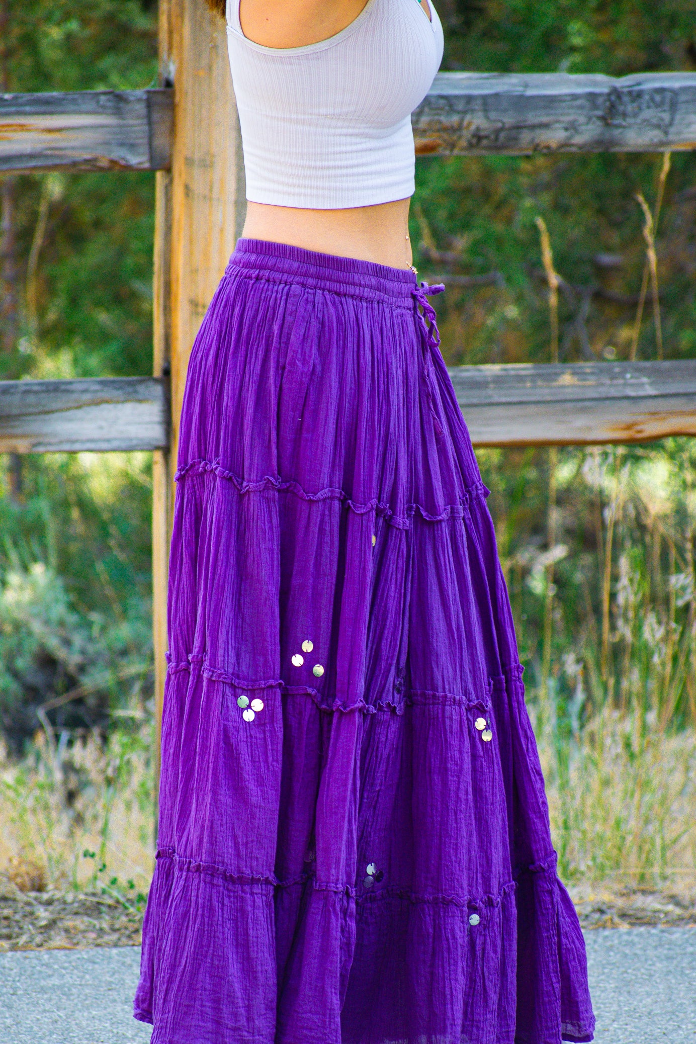 Westside Designs Layered Purple Gypsy Maxi Skirt