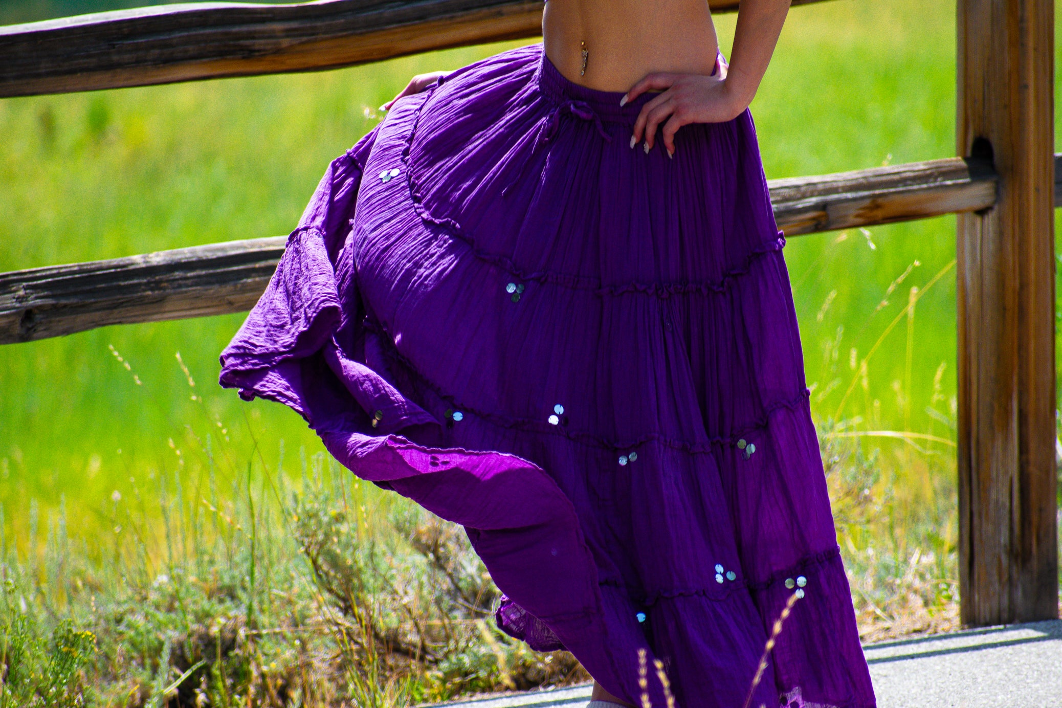 Westside Designs Layered Purple Gypsy Maxi Skirt