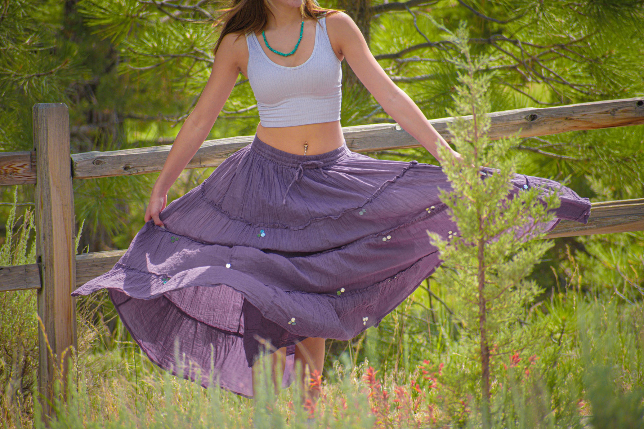 Westside Designs Layered Purple Gypsy Maxi Skirt