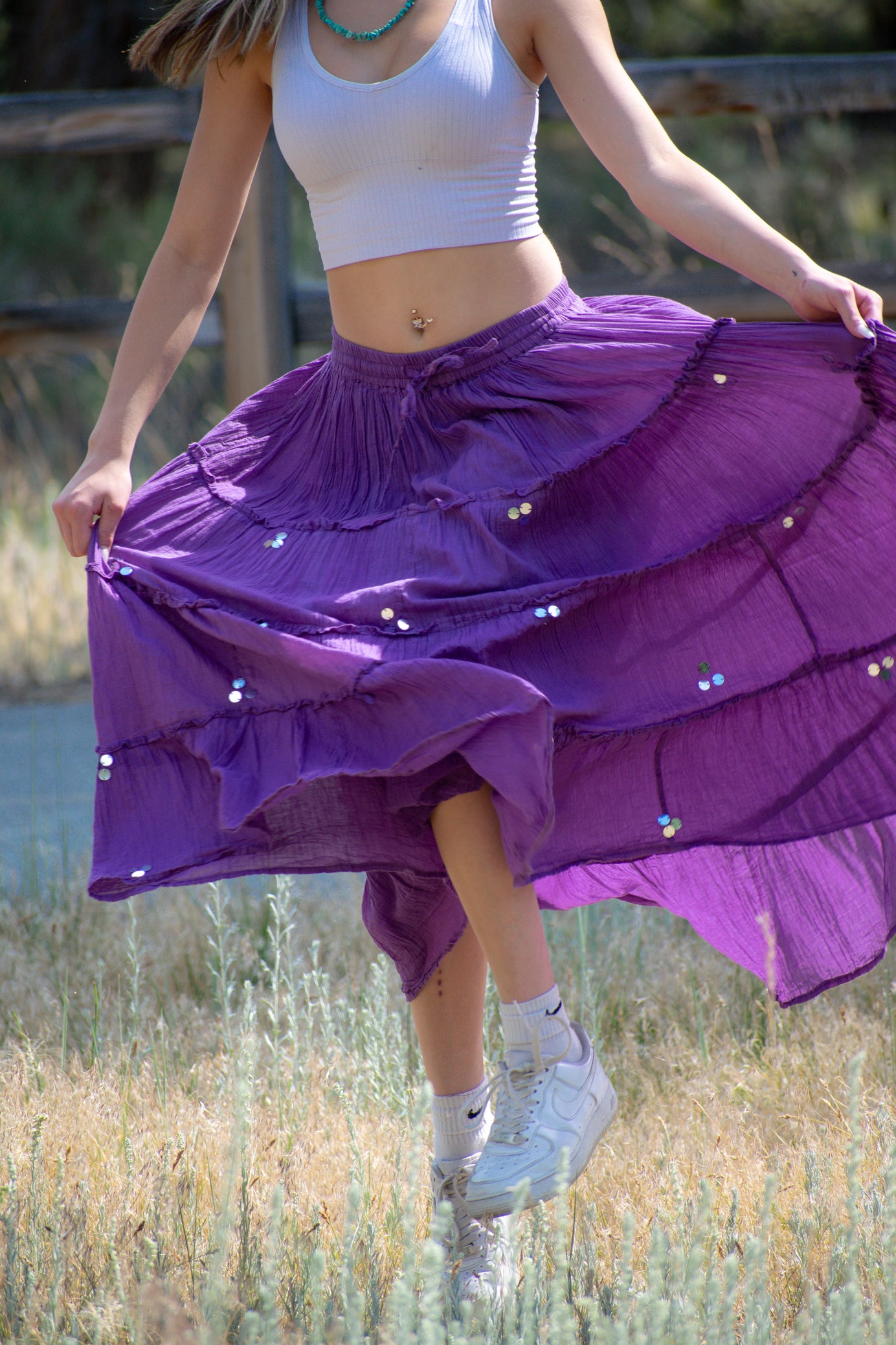 Westside Designs Layered Purple Gypsy Maxi Skirt