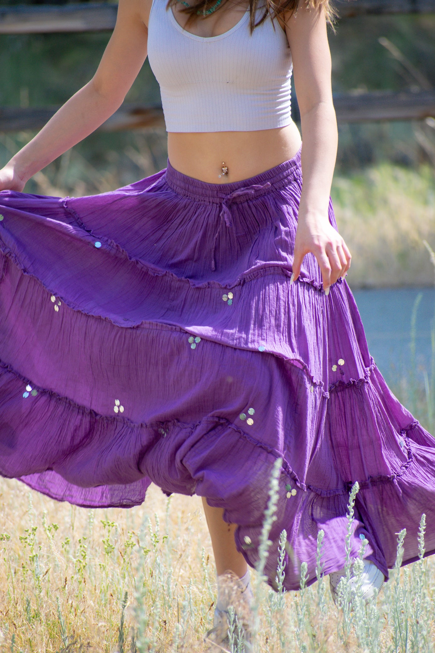 Westside Designs Layered Purple Gypsy Maxi Skirt