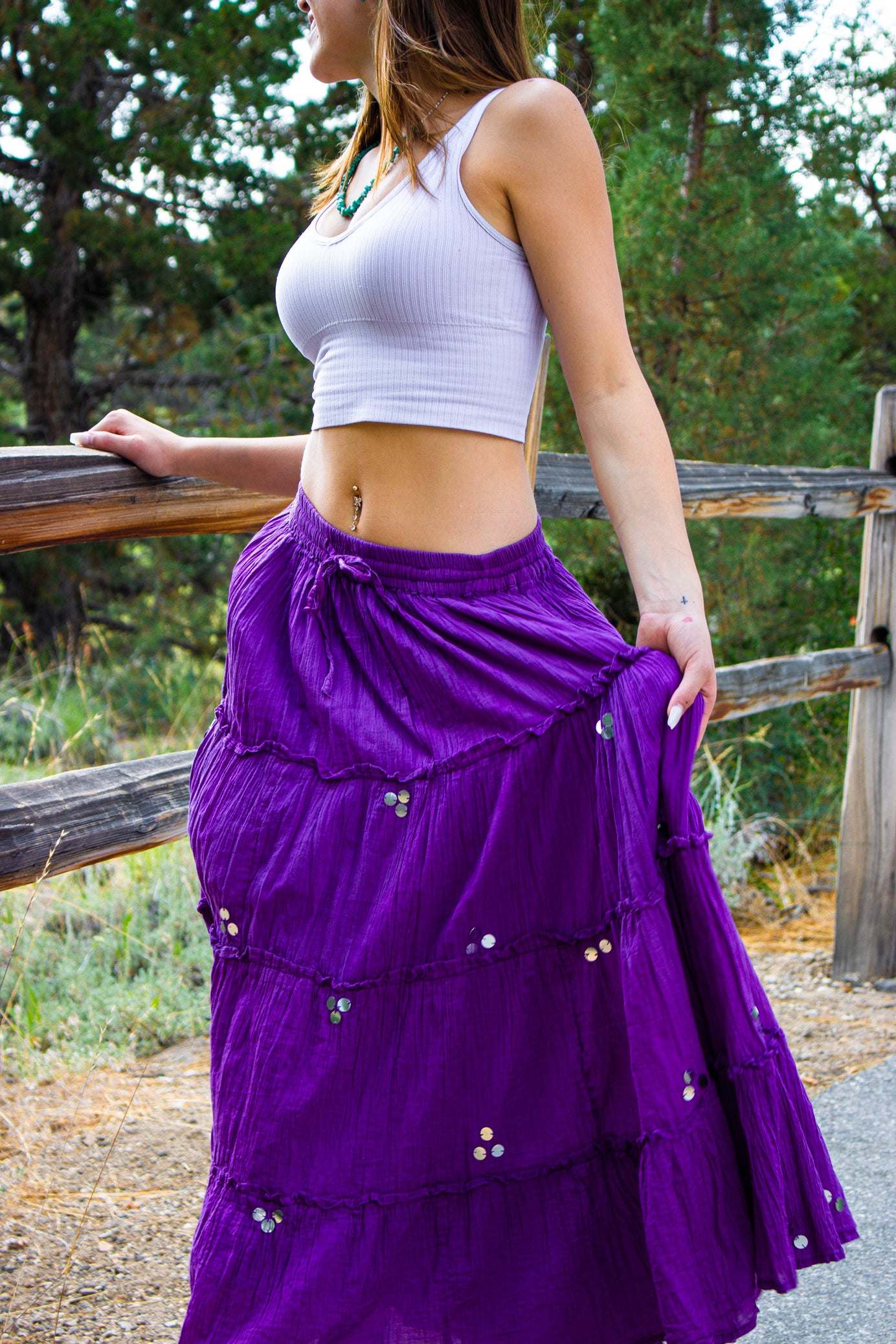 Westside Designs Layered Purple Gypsy Maxi Skirt