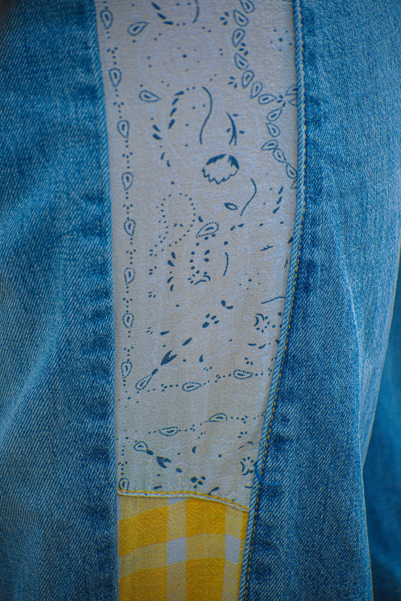 Easel Patchwork Bell Bottom Jeans - Size S