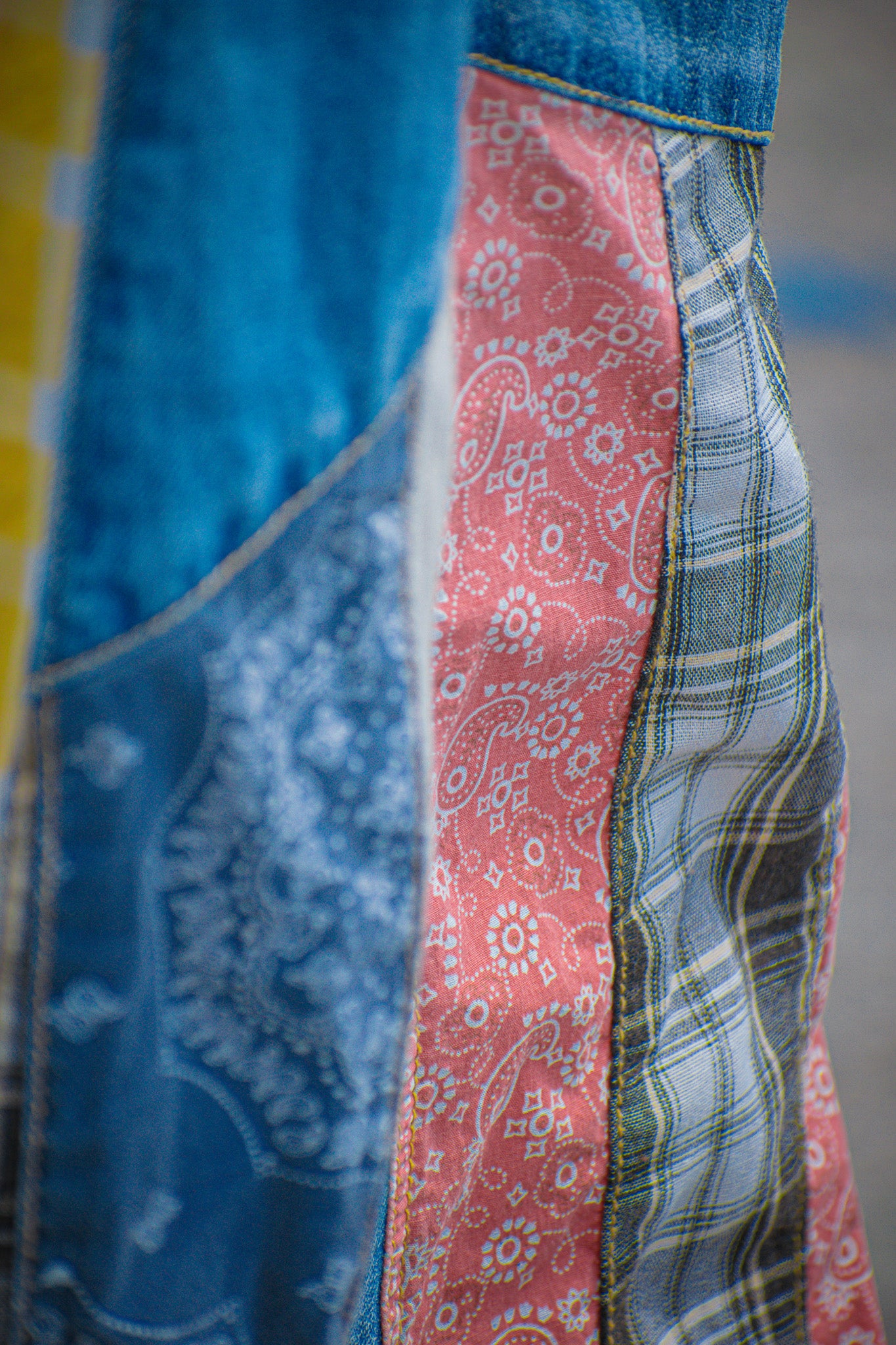 Easel Patchwork Bell Bottom Jeans - Size S