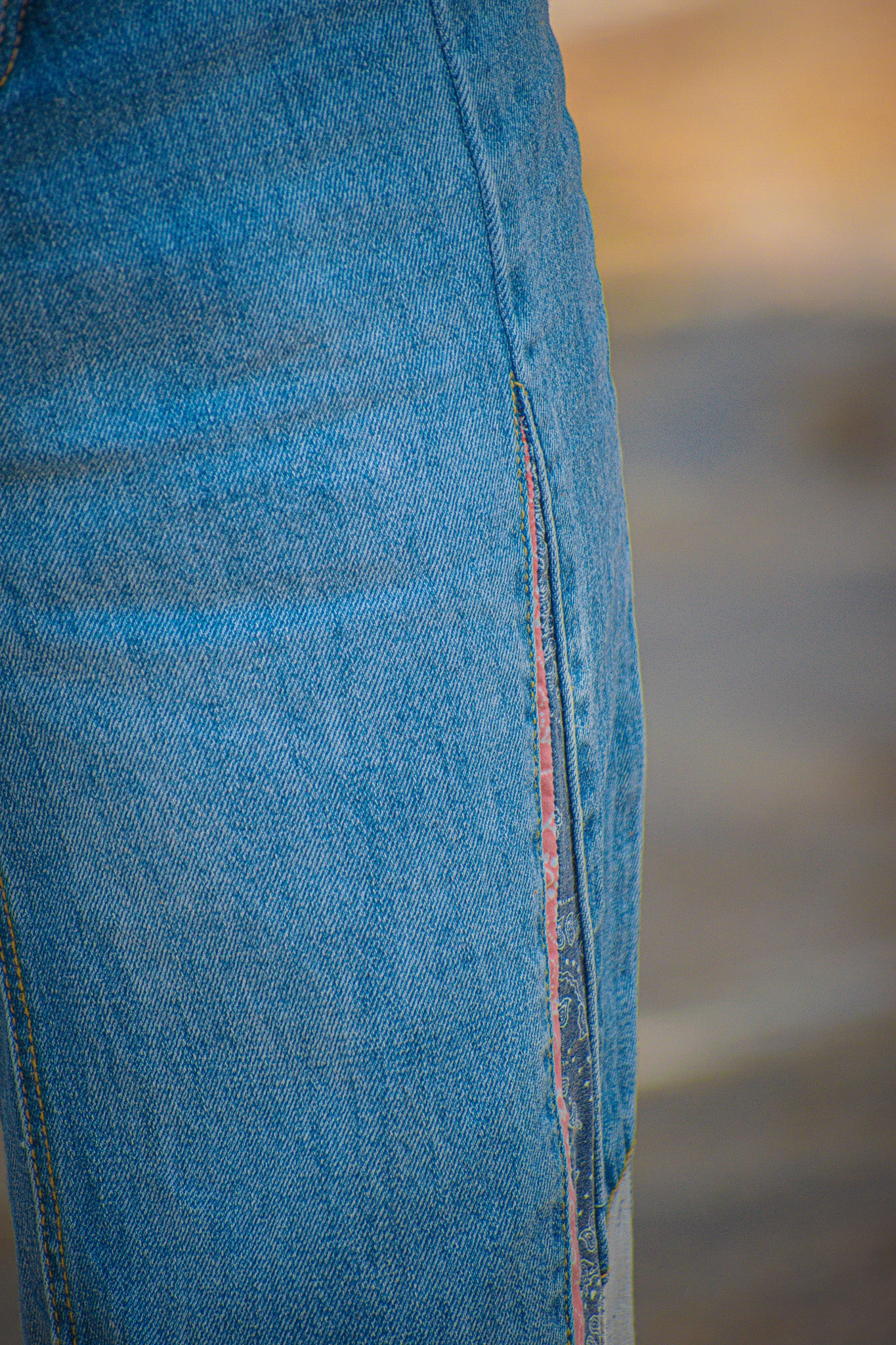 Easel Patchwork Bell Bottom Jeans - Size S