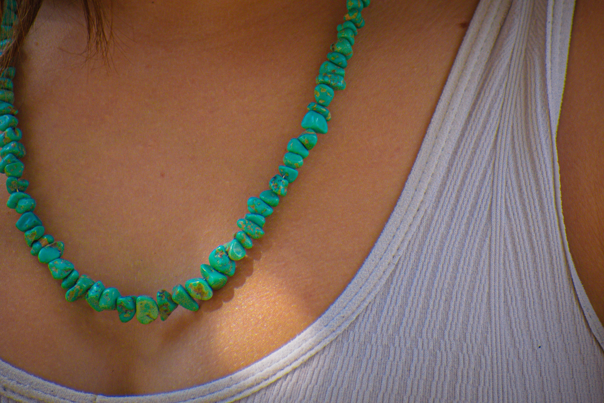 Navajo Indian Battle Mountain Turquoise Stone Nugget Necklace