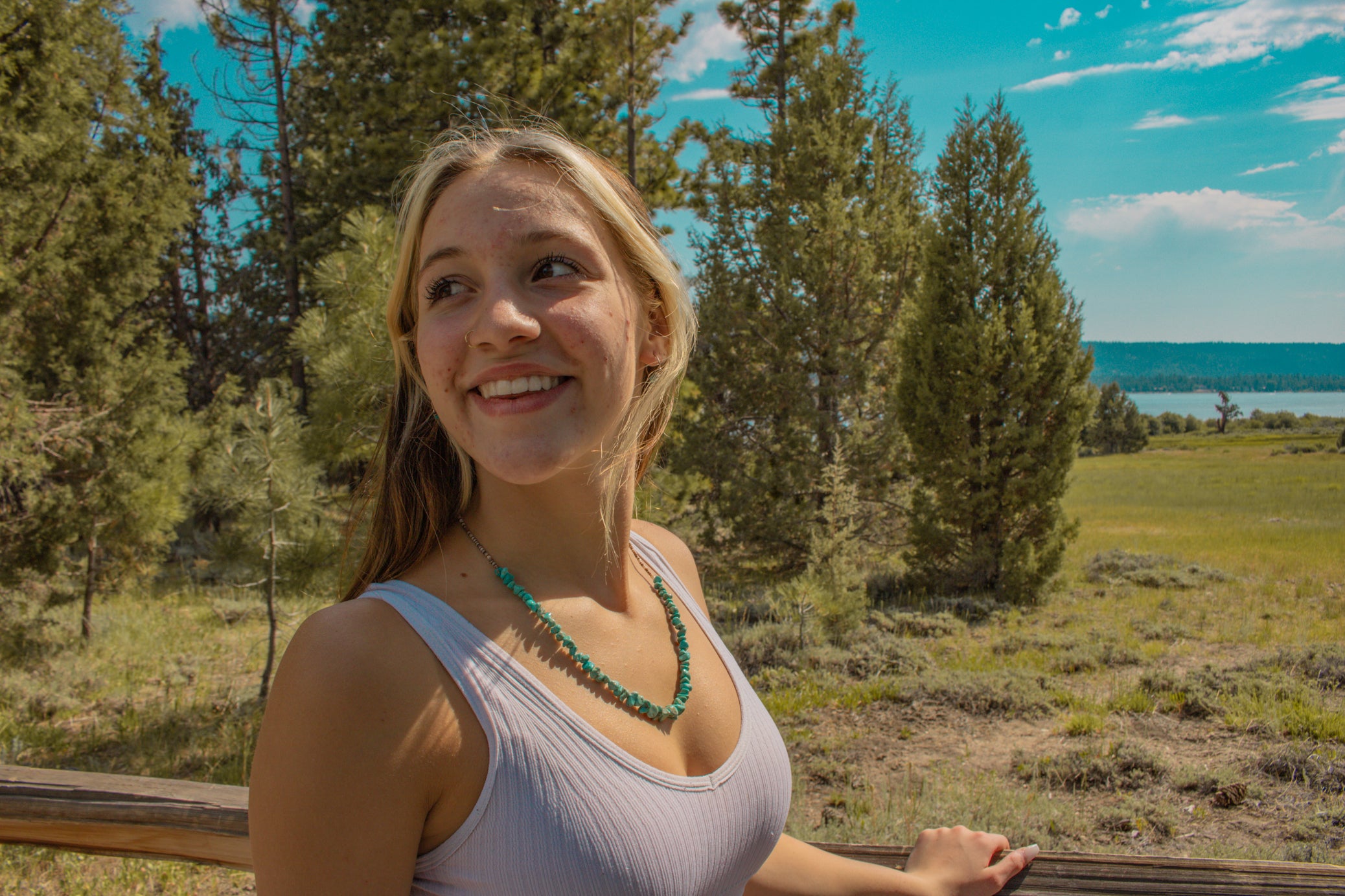 Navajo Indian Battle Mountain Turquoise Stone Nugget Necklace