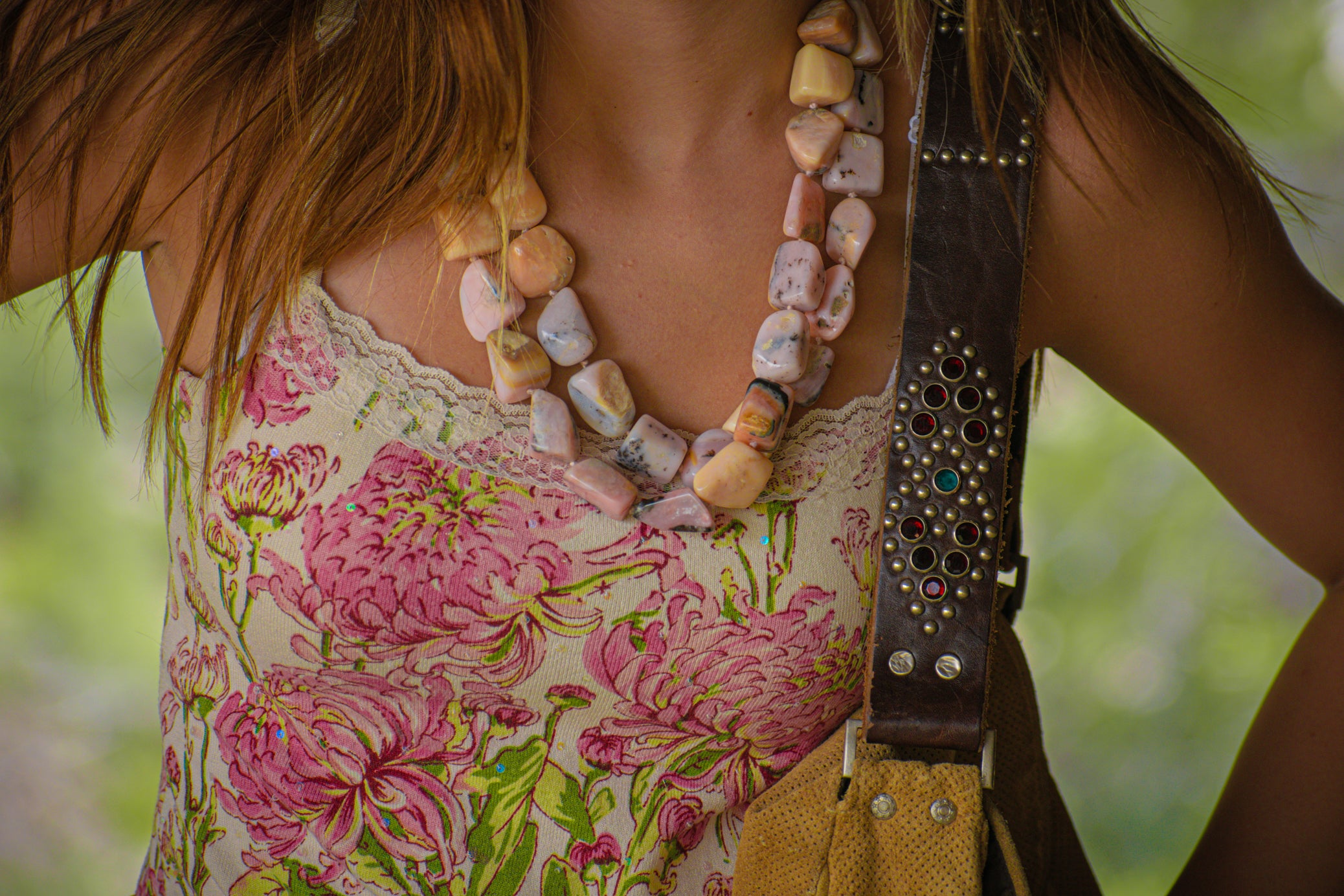 Chunky Rhodonite Gemstone Necklace