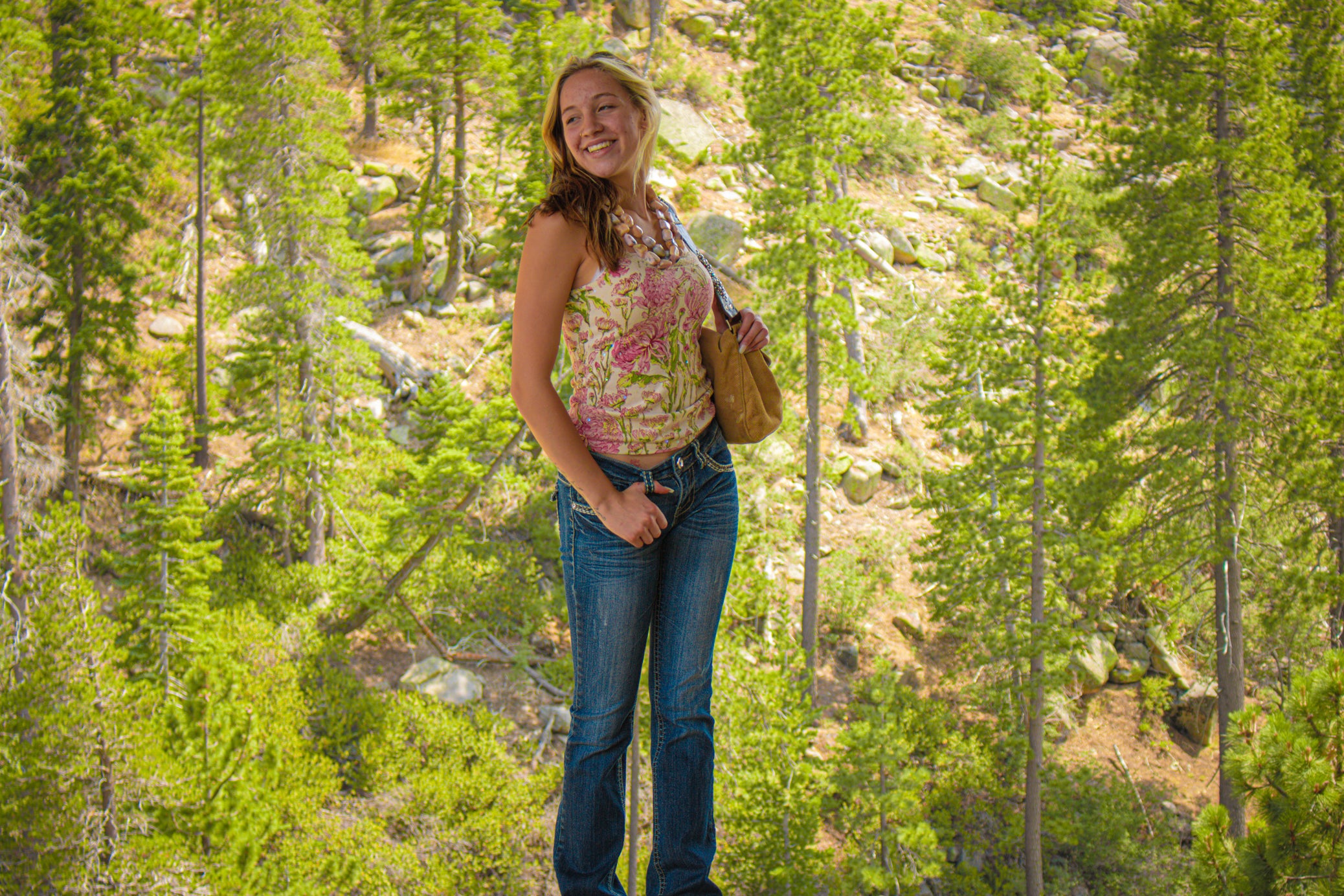 Miss Chic Boot cut Jeans with Jewel Embellishments/Thick White Stitching Embellishing the Butt.