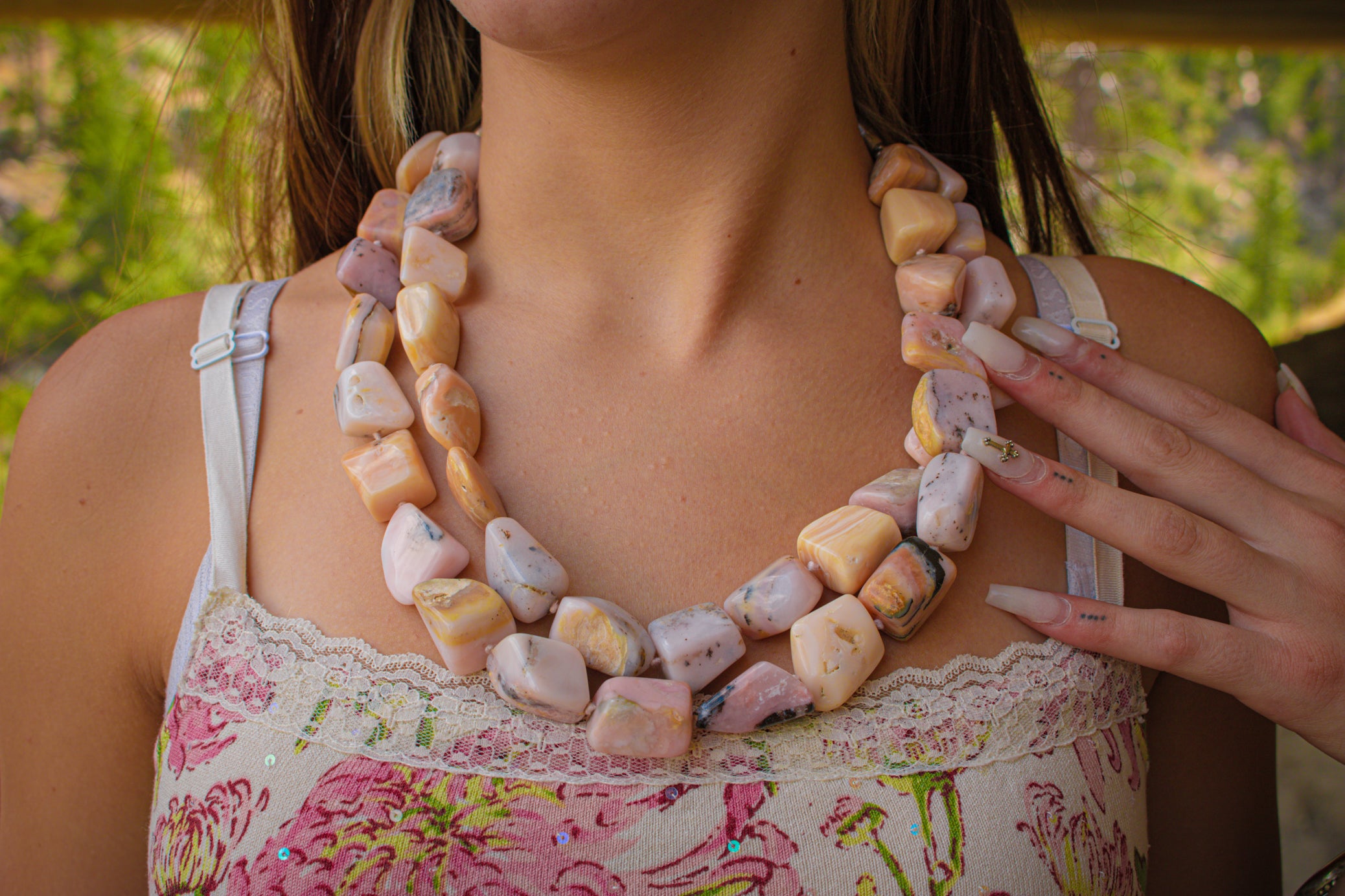 Chunky Rhodonite Gemstone Necklace